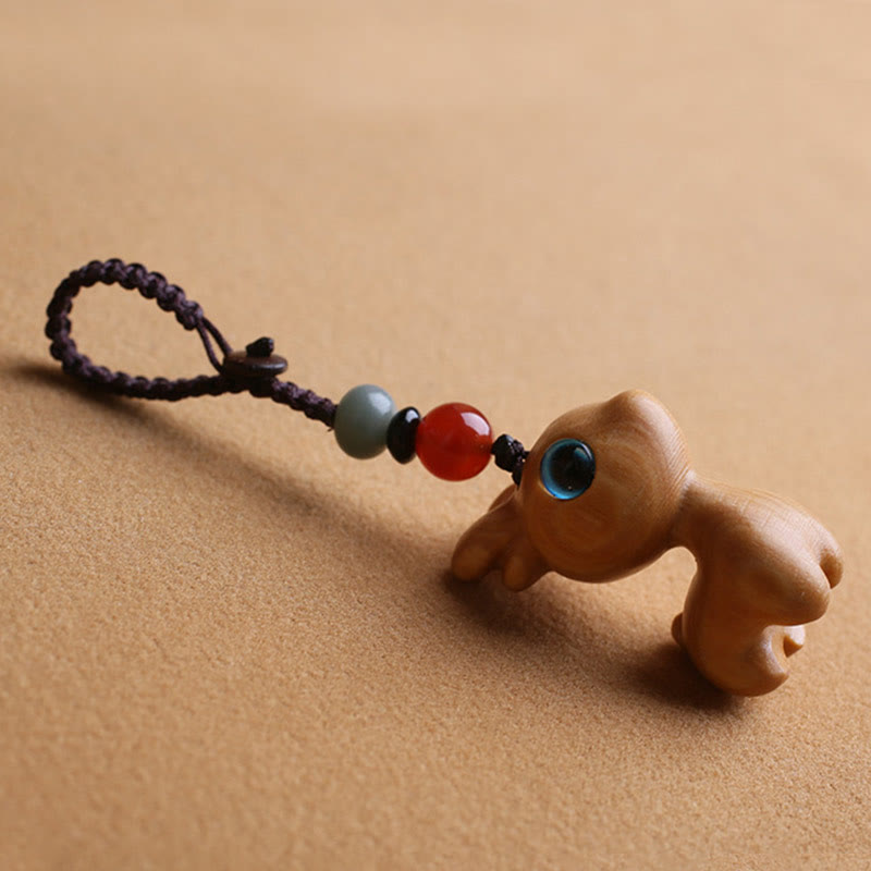 Sandalwood Wood 35mm Mini Deer Protection Key Chain