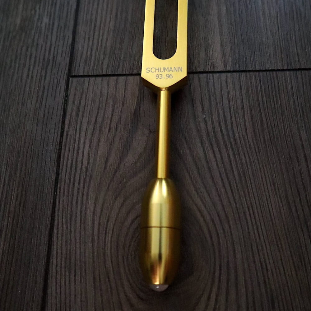 Golden Schumann 93.96Hz Metal Tuning Fork with Gem Handles and weighted end