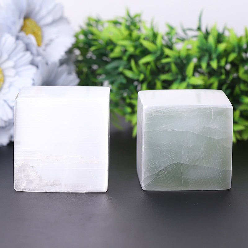 Selenite Crystal Cube 2.2 inches for Meditation