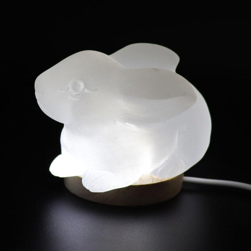 Selenite Crystal Rabbit Figurine 3.8 Inch Healing Carving