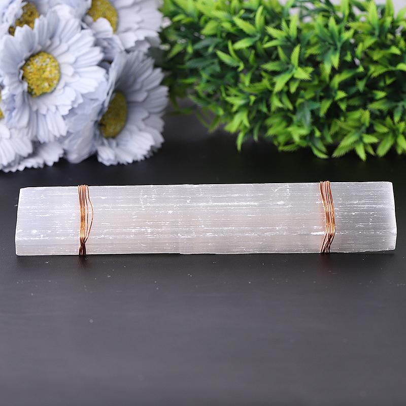Selenite Crystal Wand with Chakra Stones