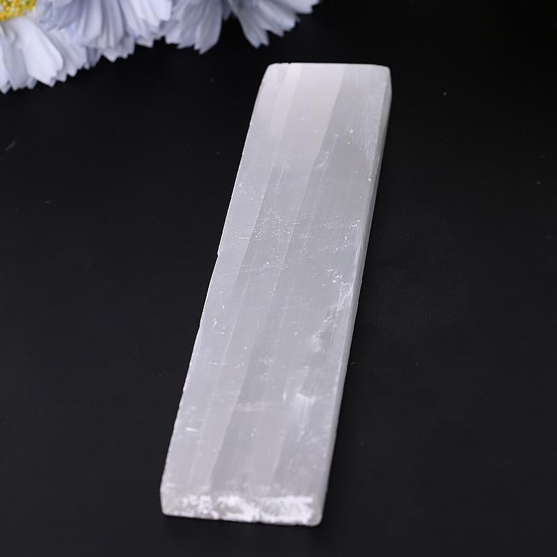Selenite Crystal Wand with Engraved Chakra Pattern 7.5 Inch