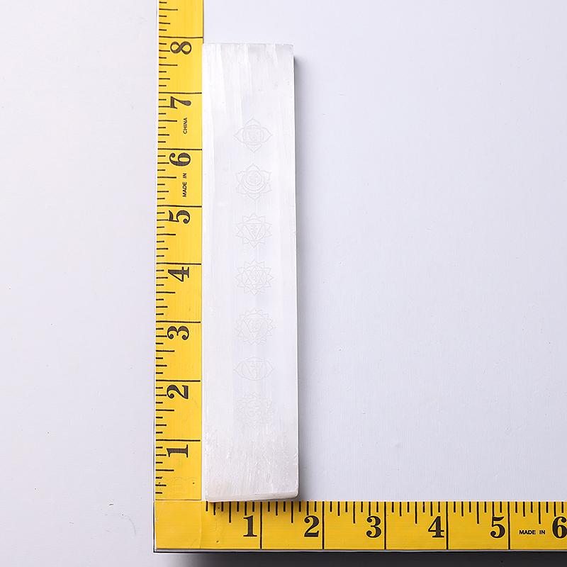 Selenite Crystal Wand with Engraved Chakra Pattern 7.5 Inch
