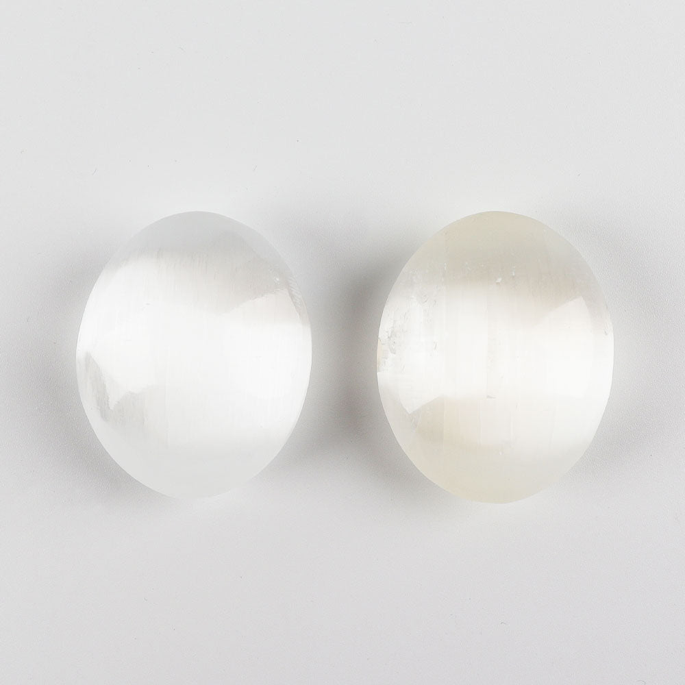 Selenite Palm Stone 1.9 inch for Stress Relief & Crown Chakra