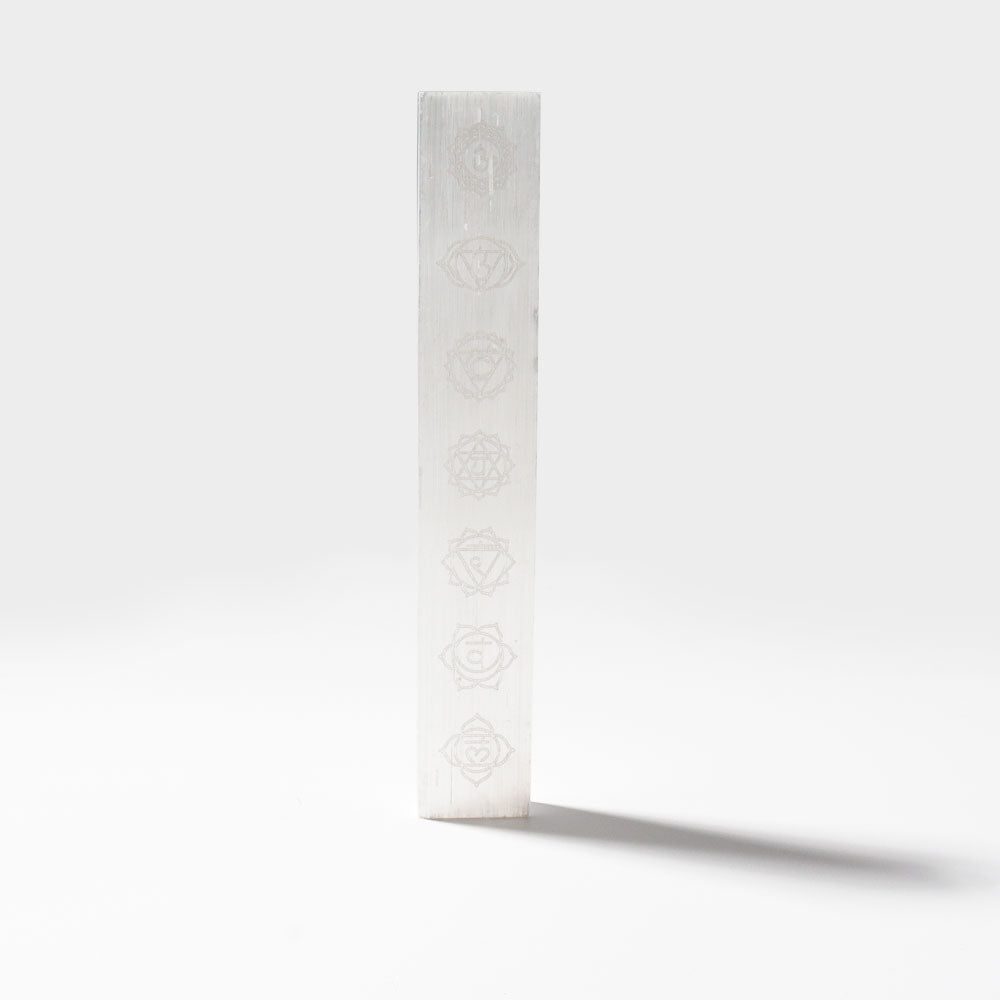 Selenite Stick with Chakra Engraving 7.2inch Crystal Healing