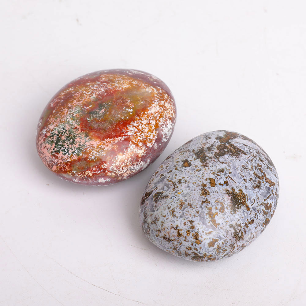 Set of 2 Ocean Jasper Polished Palm Stones 2.5-3 Inch
