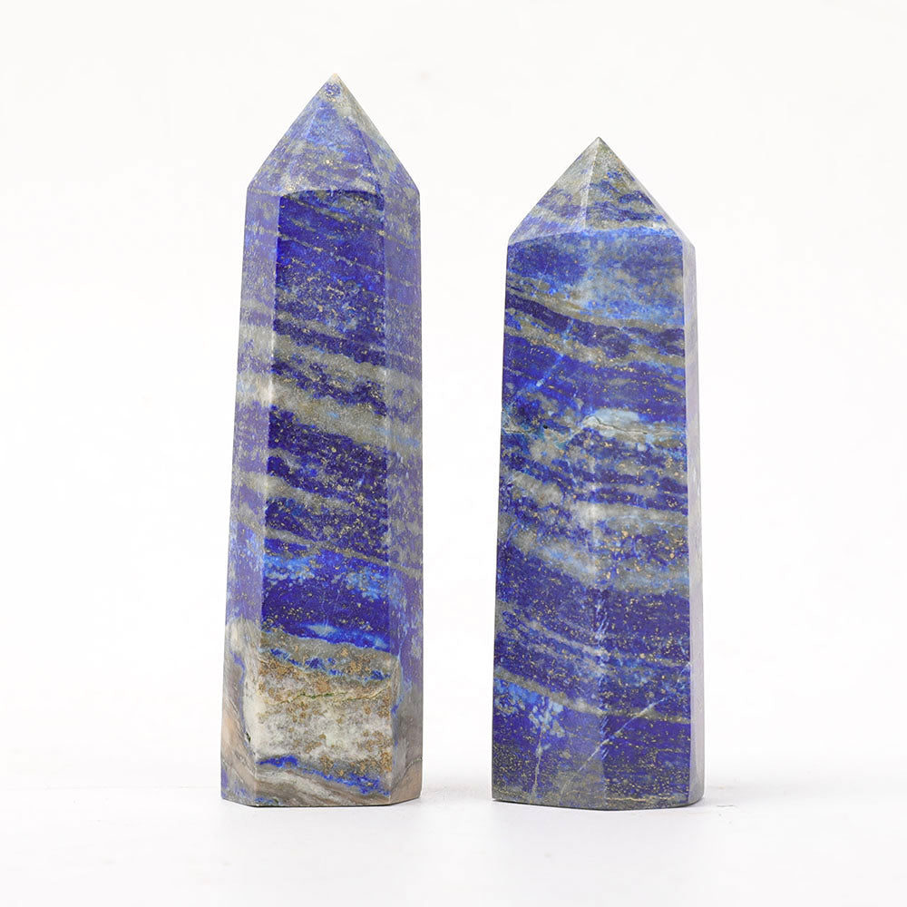 Set of 2 Polished Lapis Lazuli Crystal Points 3-3.6 Inches