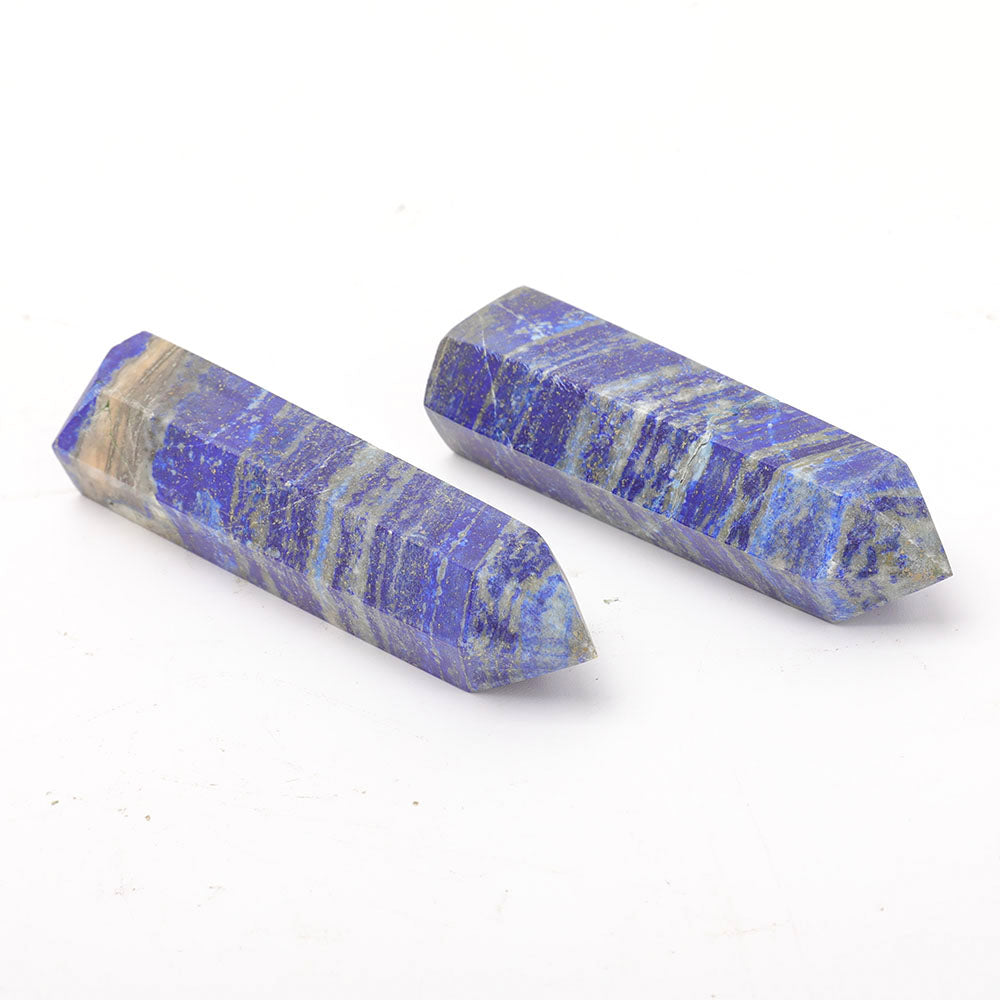 Set of 2 Polished Lapis Lazuli Crystal Points 3-3.6 Inches