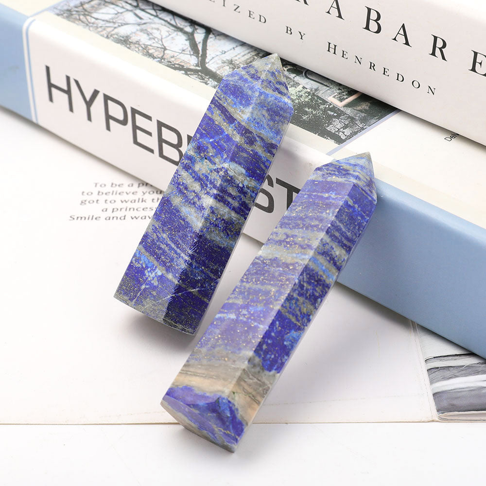 Set of 2 Polished Lapis Lazuli Crystal Points 3-3.6 Inches