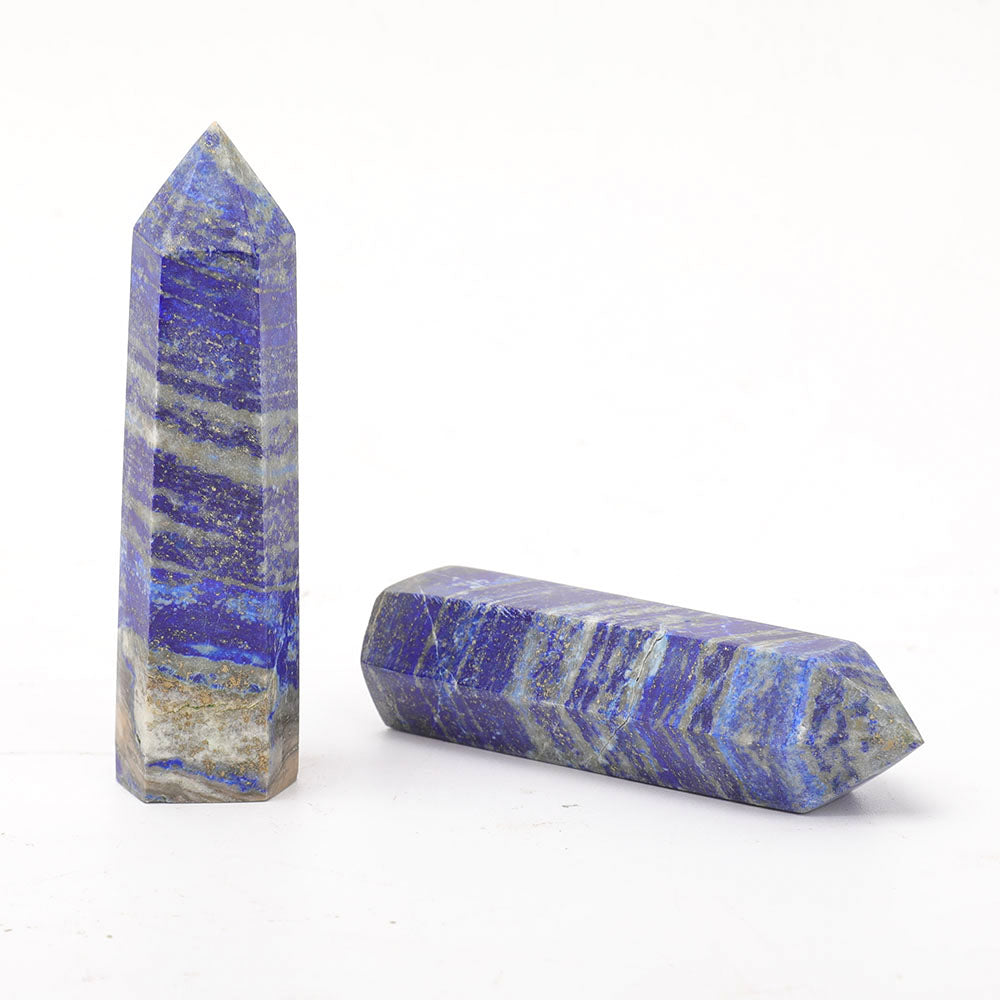 Set of 2 Polished Lapis Lazuli Crystal Points 3-3.6 Inches