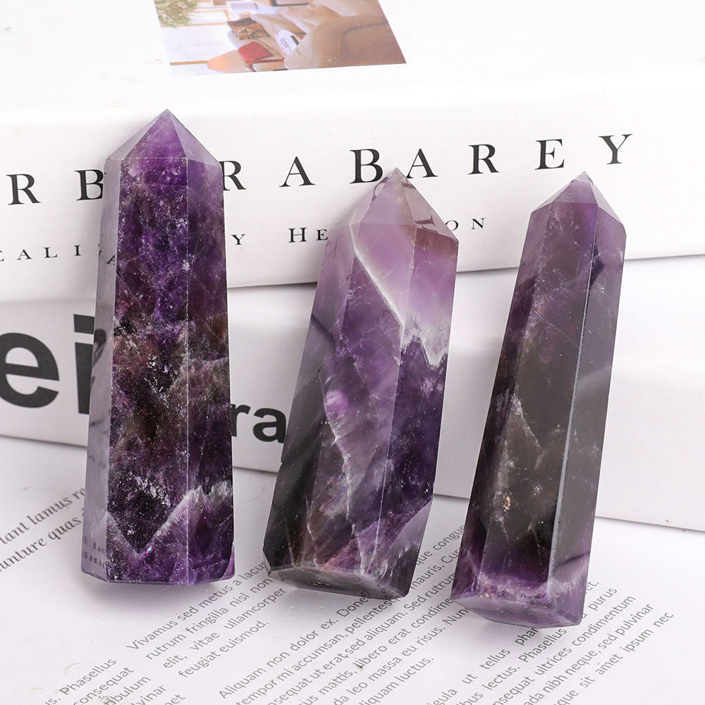 Set of 3 Amethyst Crystal Points 3-3.5 inch Healing Quartz