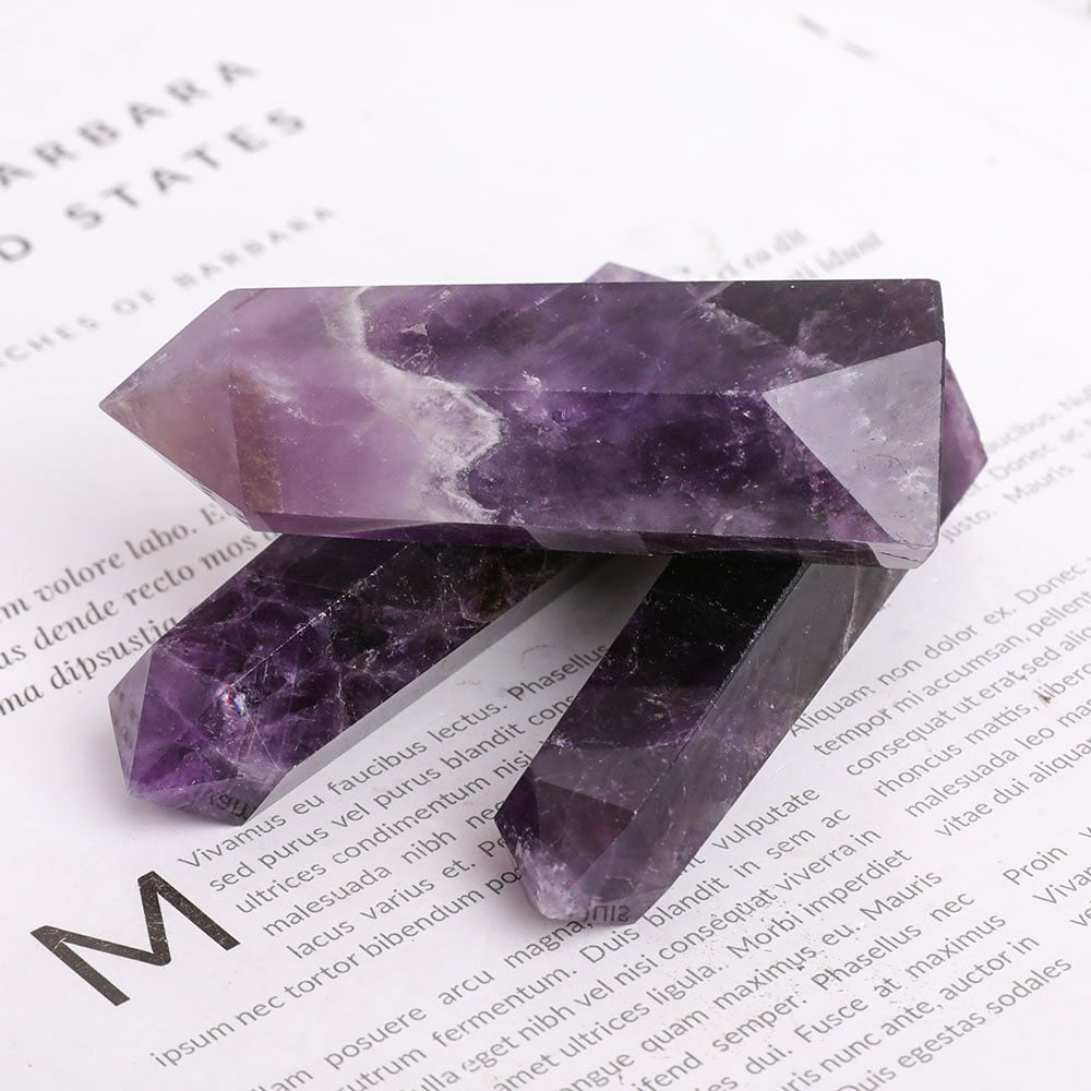 Set of 3 Amethyst Crystal Points 3-3.5 inch Healing Quartz