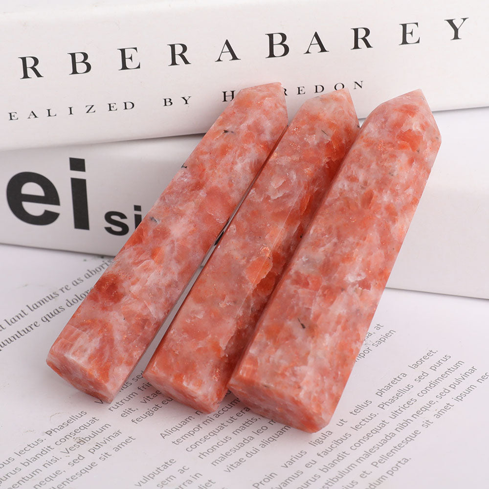 Set of 3 Gold Strawberry Quartz Crystal Points 3.5-4"