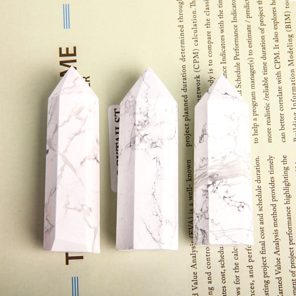 Set of 3 Howlite Crystal Points 2.6 inches Healing Energy