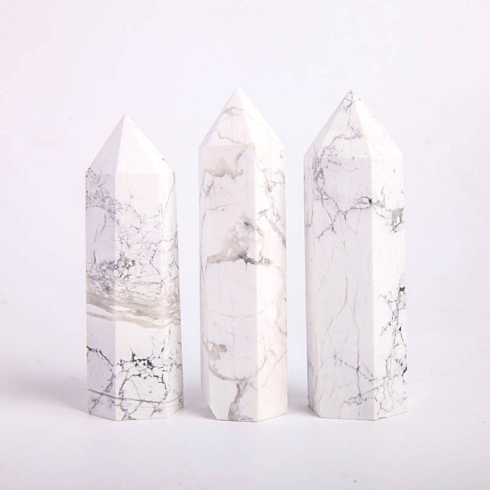 Set of 3 Howlite Crystal Points 2.6 inches Healing Energy