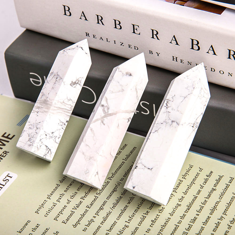 Set of 3 Howlite Crystal Points 2.6 inches Healing Energy