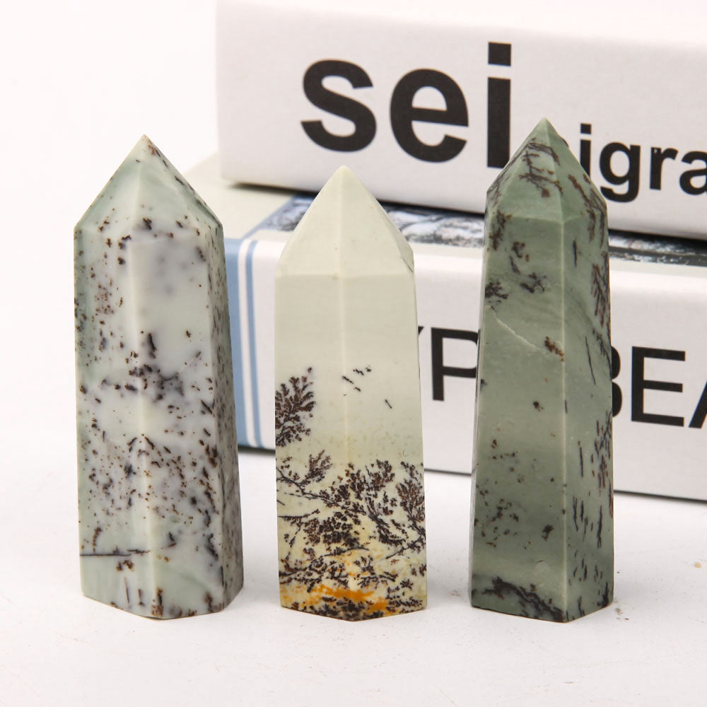 Set of 3 Polished Jade Crystal Points 2.5-3.5 Inch Healing