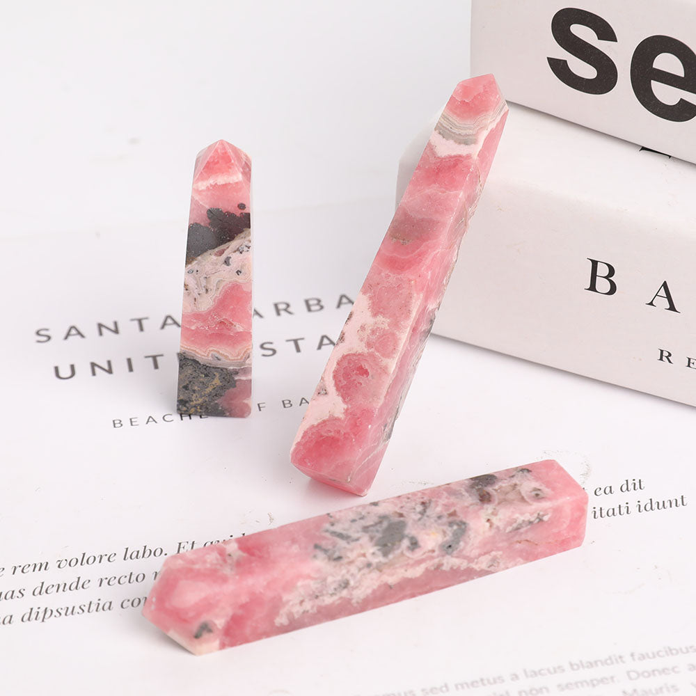 Set of 3 Rhodochrosite Crystal Points 2.5-3.5 inch Healing Wands