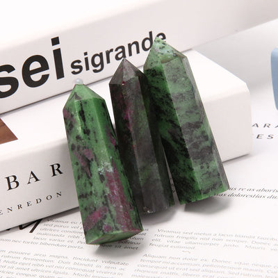 Set of 3 Ruby Zoisite and Epidote Crystal Points 3-3.3
