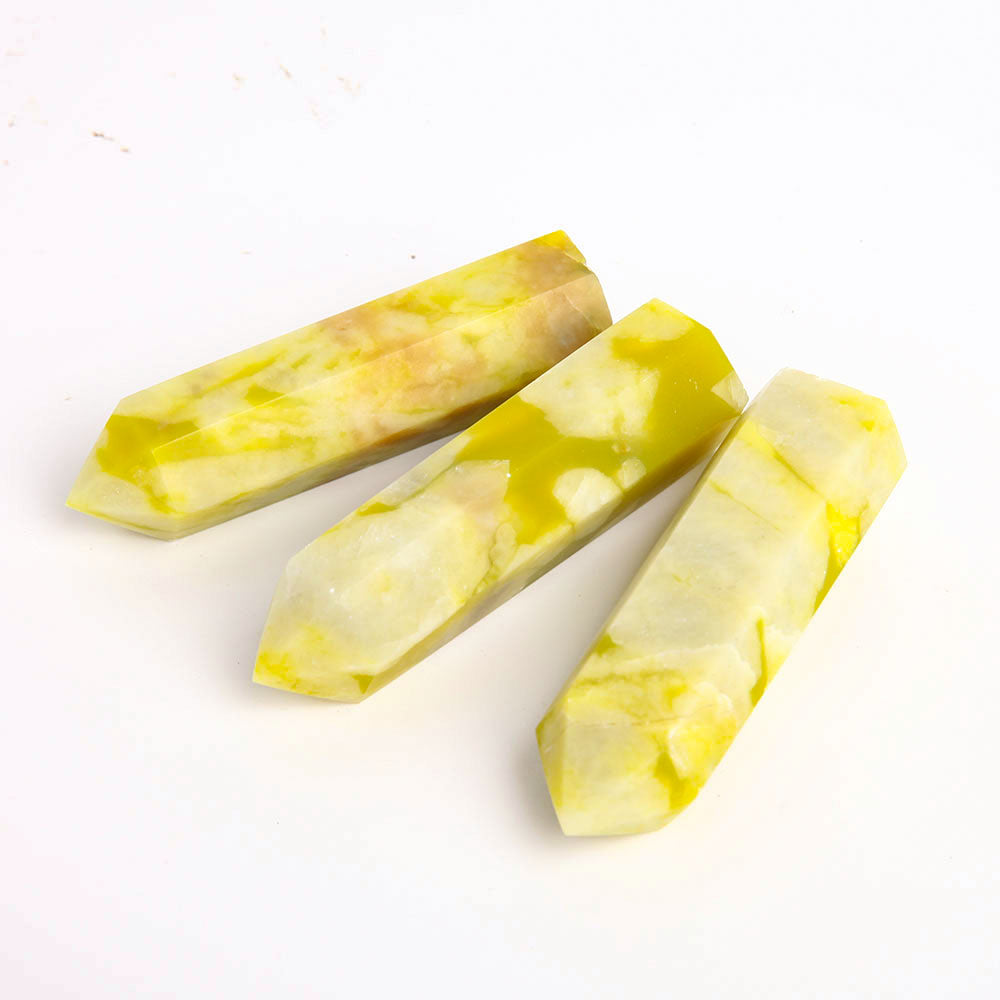 Set of 3 Serpentine Crystal Points 3.3in Healing Stones