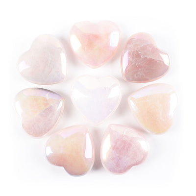 Set of 8 Aura Heart Shape Crystal Carvings for Chakra Healing
