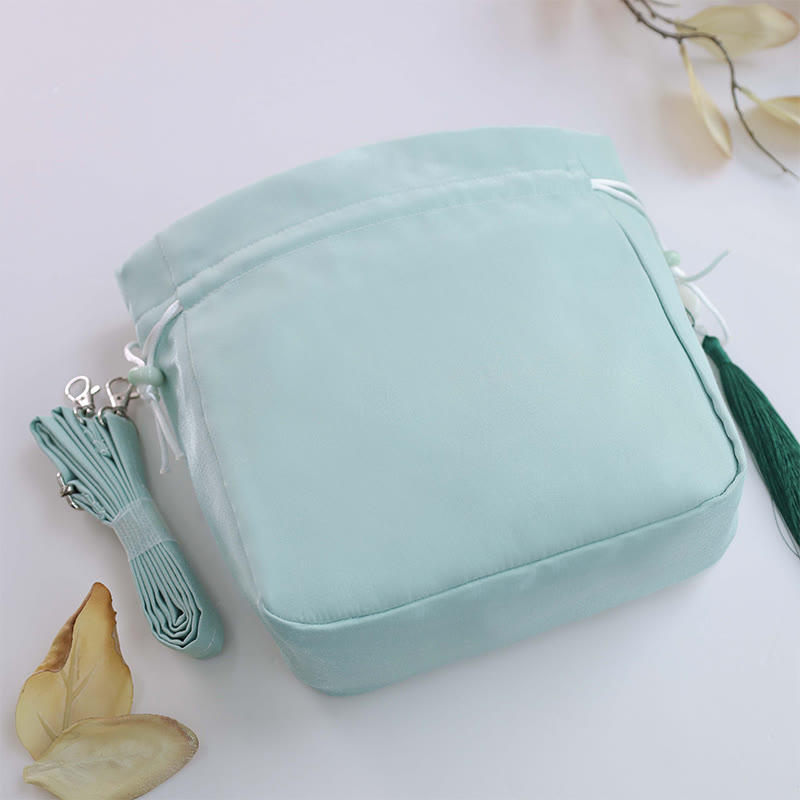 Silk Embroidered Tote Bag with Adjustable Strap 20x20x7cm