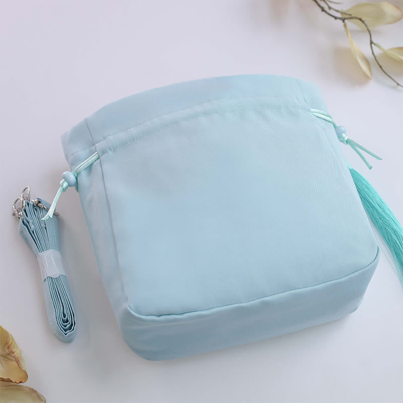 Silk Embroidered Tote Bag with Adjustable Strap 20x20x7cm