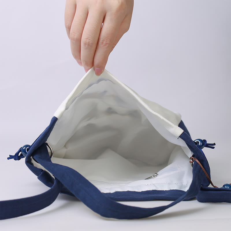 Silk Tote Bag | Embroidered Floral Yoga Carrier 20cm