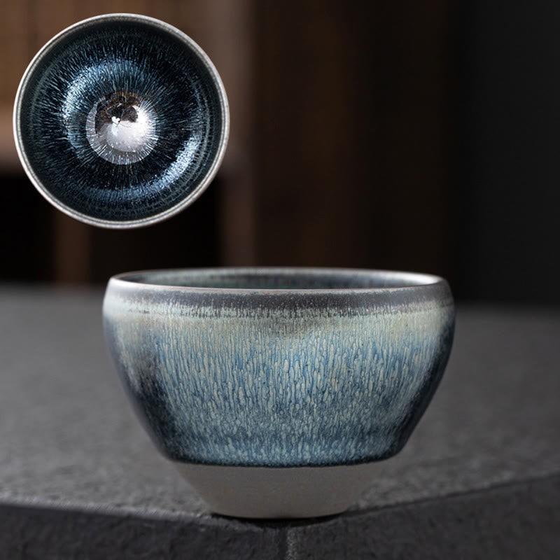 Silver Blue Jianzhan Kiln Change Porcelain Tea Cup | Meditation Supplies