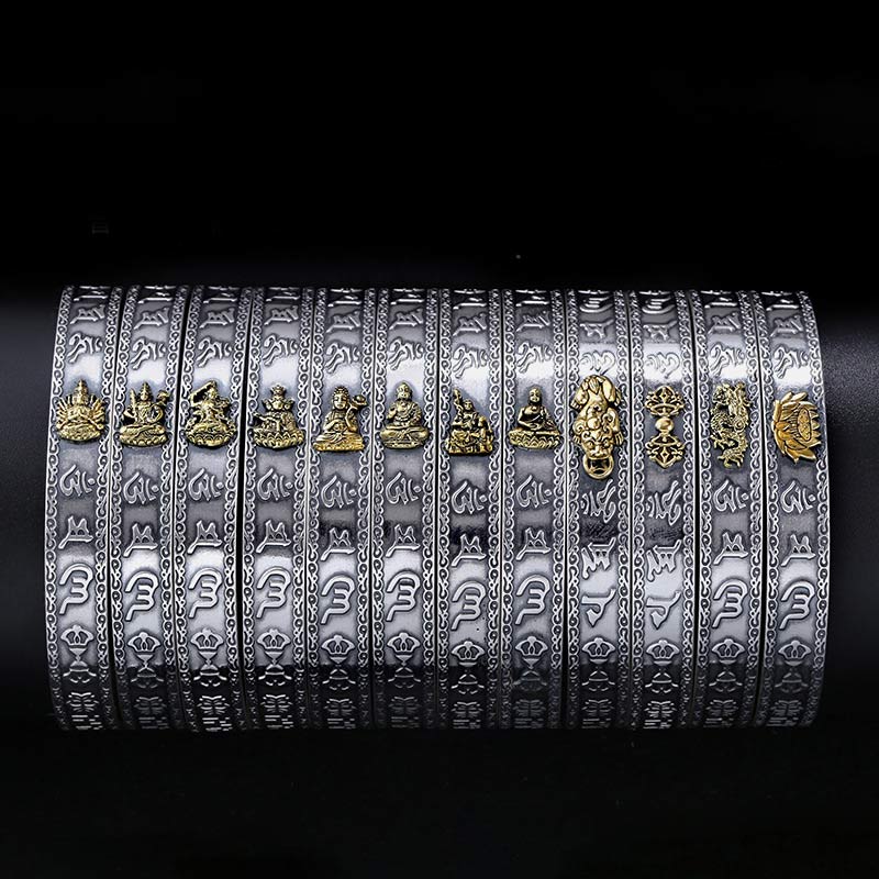 Silver Chinese Zodiac Natal Buddha Protection Bracelet 9mm