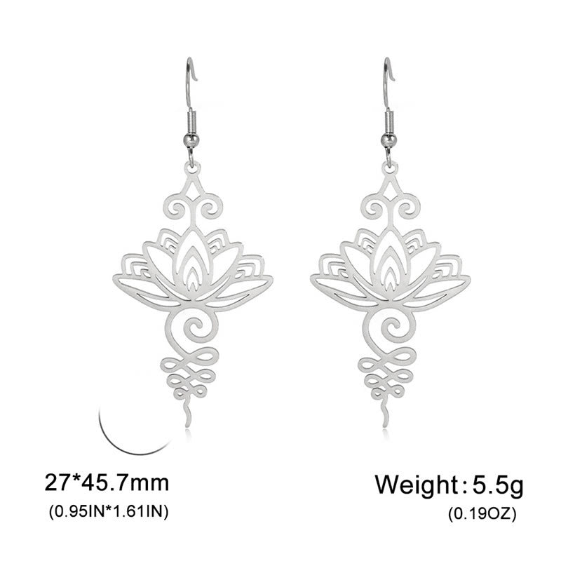 Silver Lotus Earrings Hollow Flower 27mm Symbol of Enlightenment