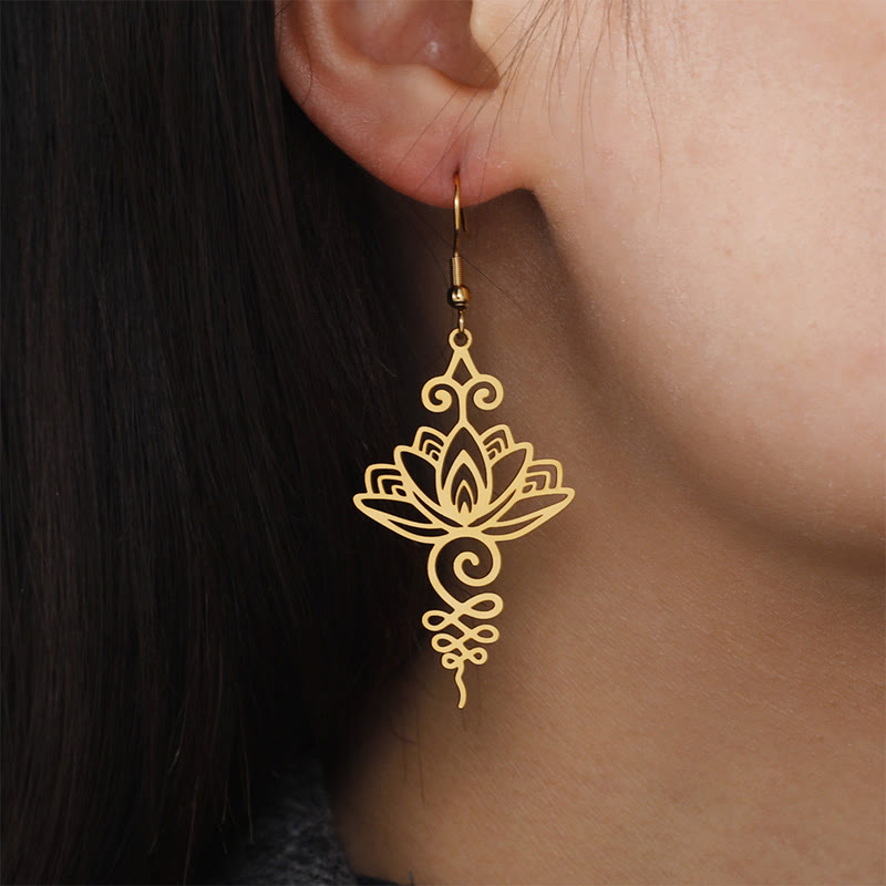 Silver Lotus Earrings Hollow Flower 27mm Symbol of Enlightenment