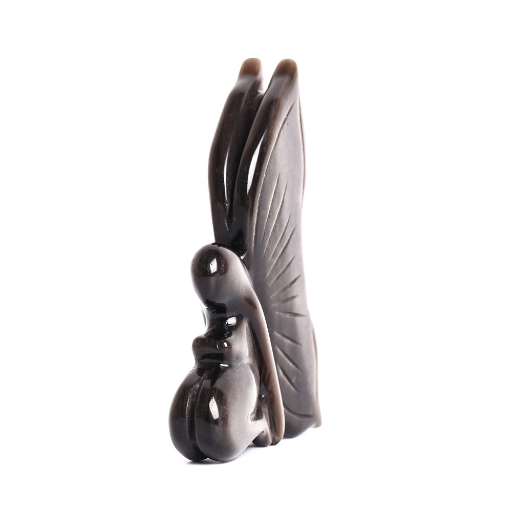 Silver Obsidian Butterfly Crystal Figurine 3.5 Inch Decor