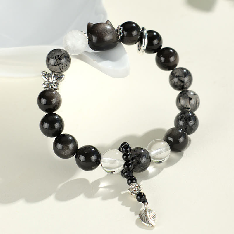 Silver Sheen Obsidian Protection Bracelet 14-16.5cm