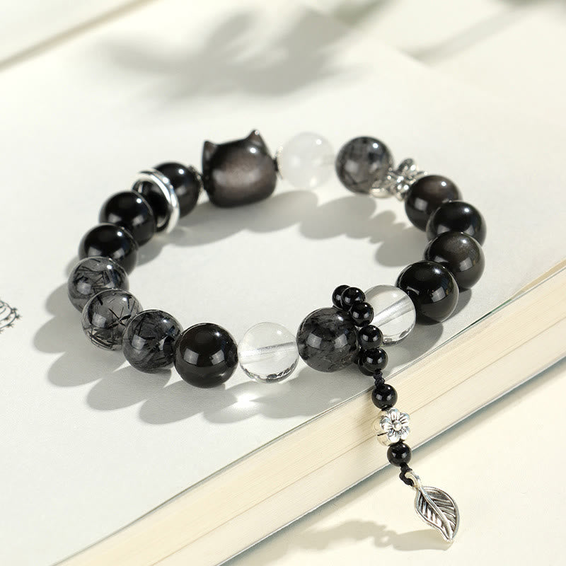 Silver Sheen Obsidian Protection Bracelet 14-16.5cm