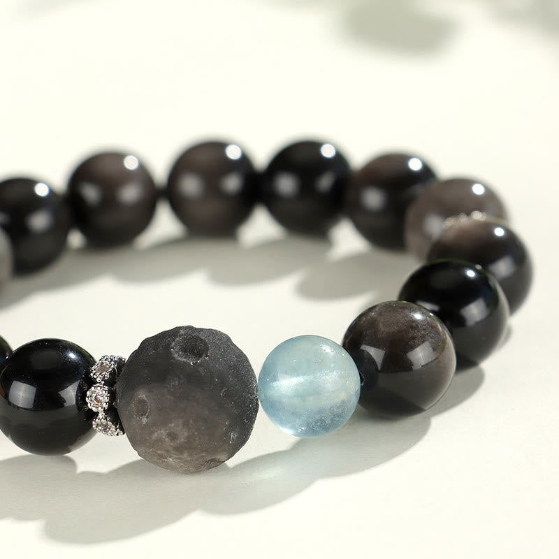 Silver Sheen Obsidian Protection Bracelet 14-16.5cm