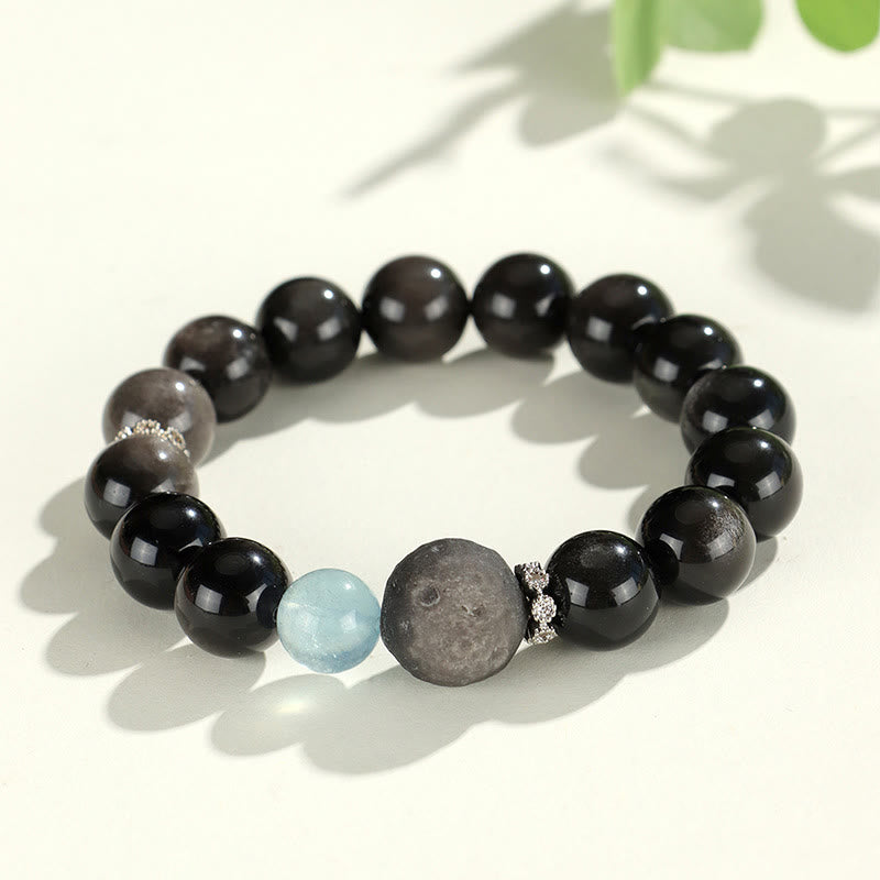 Silver Sheen Obsidian Protection Bracelet 14-16.5cm