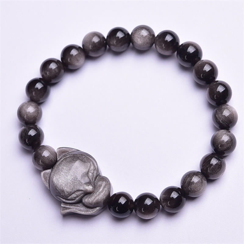 Silver Sheen Obsidian Protection Bracelet