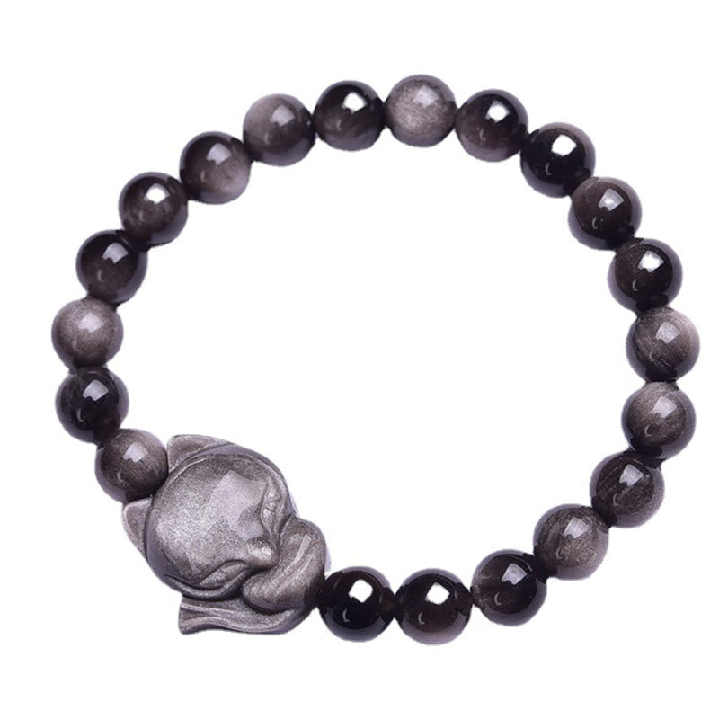 Silver Sheen Obsidian Protection Bracelet