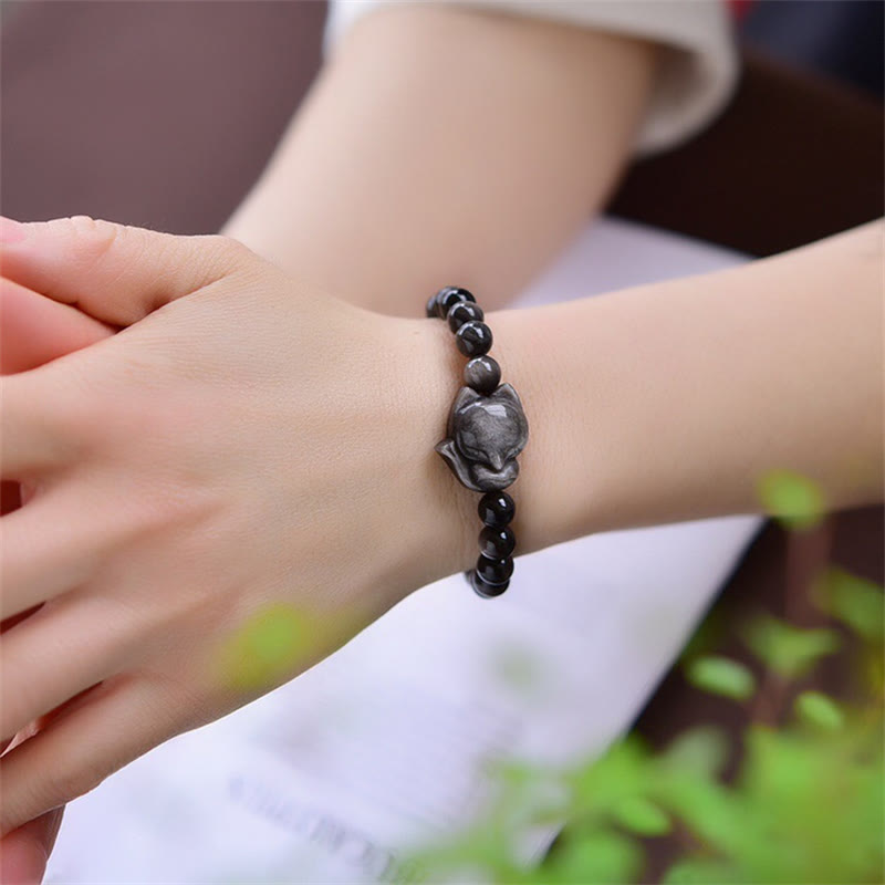 Silver Sheen Obsidian Protection Bracelet