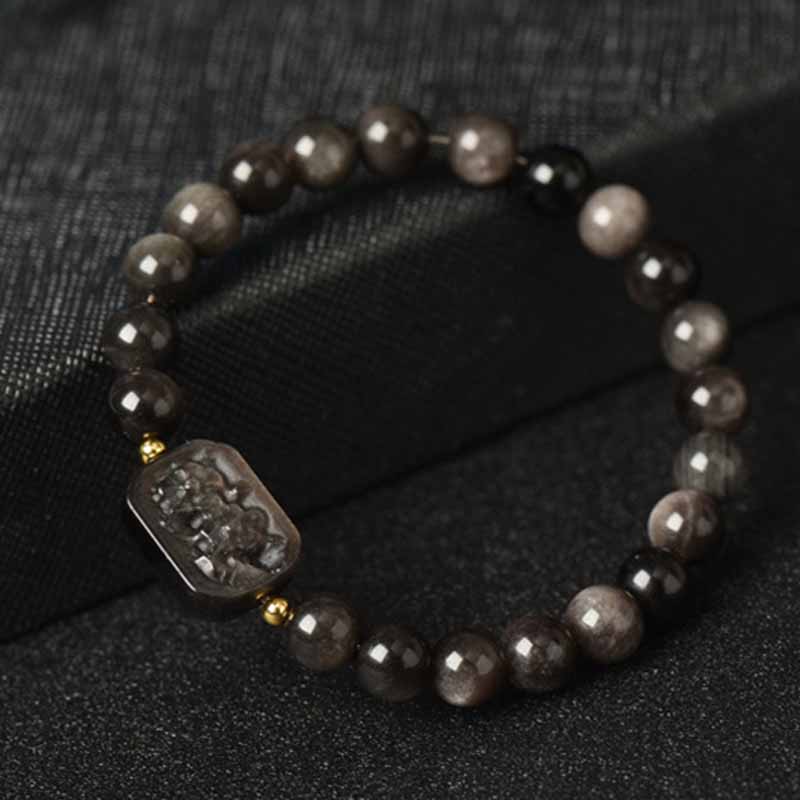 Silver Sheen Obsidian Protection Bracelet 8mm Meditation Beads