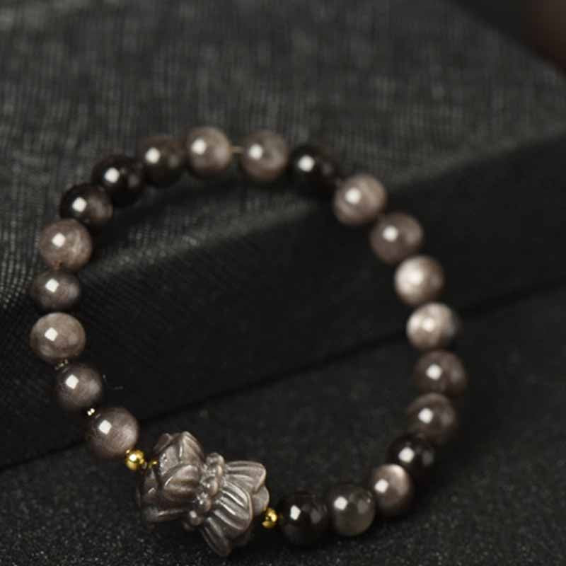 Silver Sheen Obsidian Protection Bracelet 8mm Meditation Beads