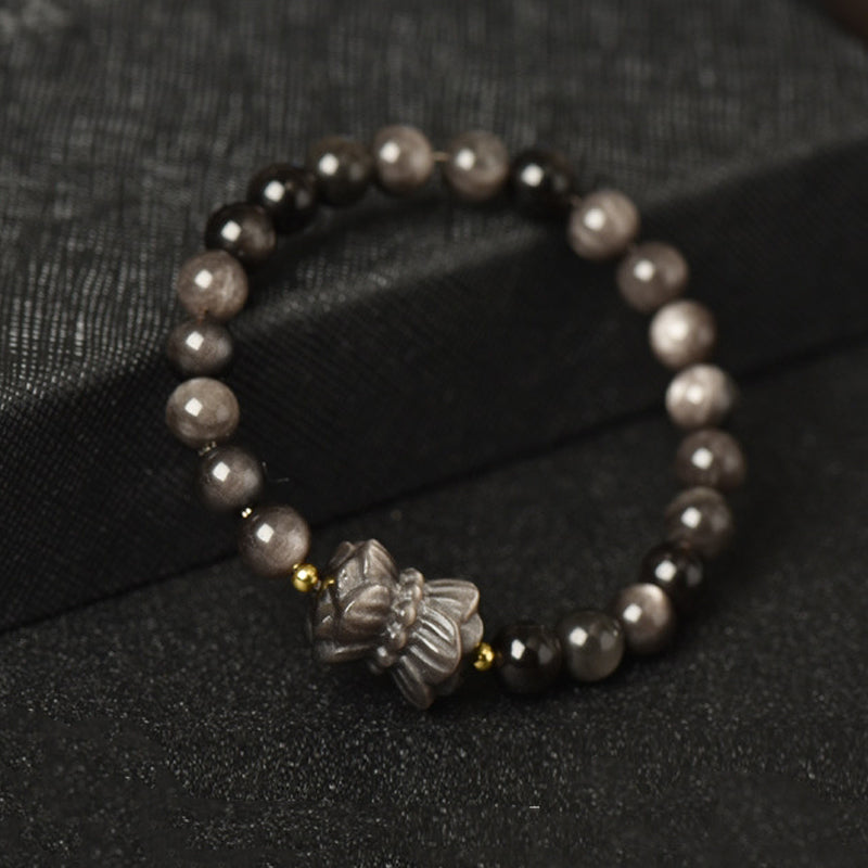 Silver Sheen Obsidian Protection Bracelet 8mm Meditation Beads