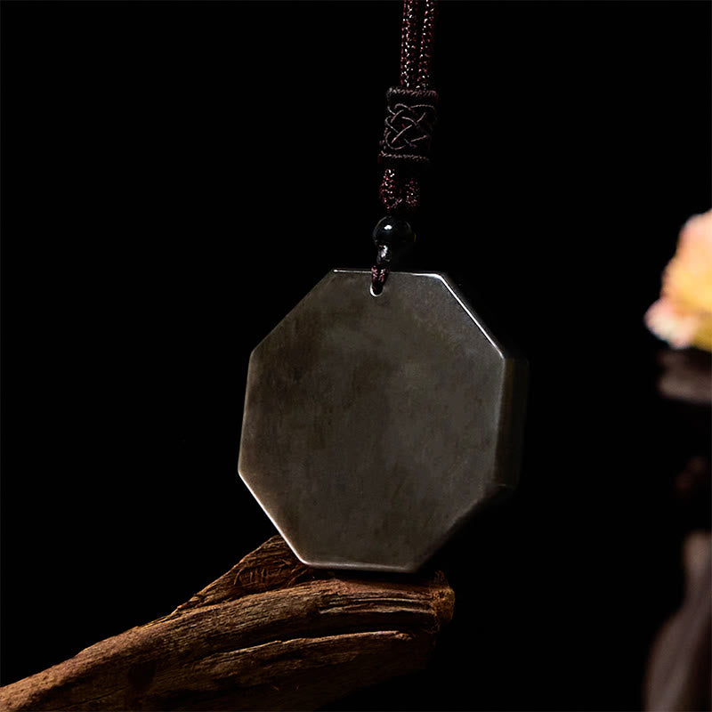 Silver Sheen Obsidian Yin Yang Necklace for Protection & Harmony