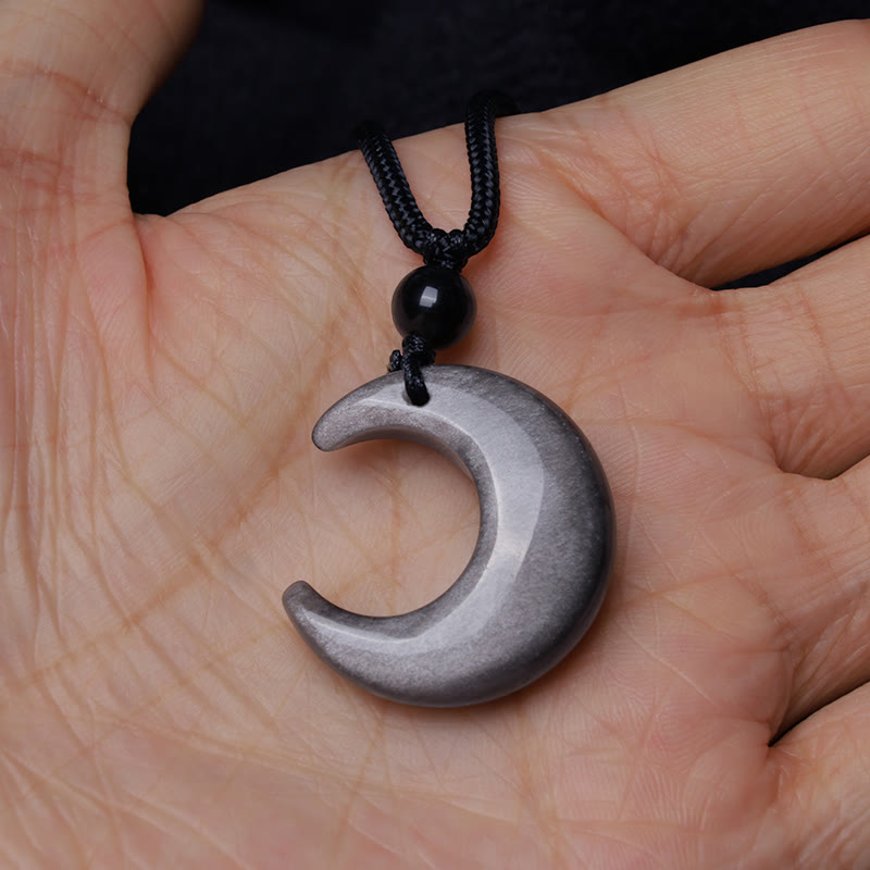 Silver Sheen Obsidian Yin Yang Pendant Necklace for Couples