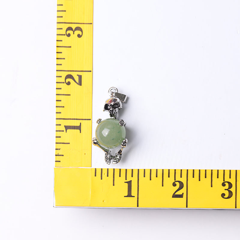 Silver Skeleton Wrapped Round Ball Crystal Spiritual Pendant