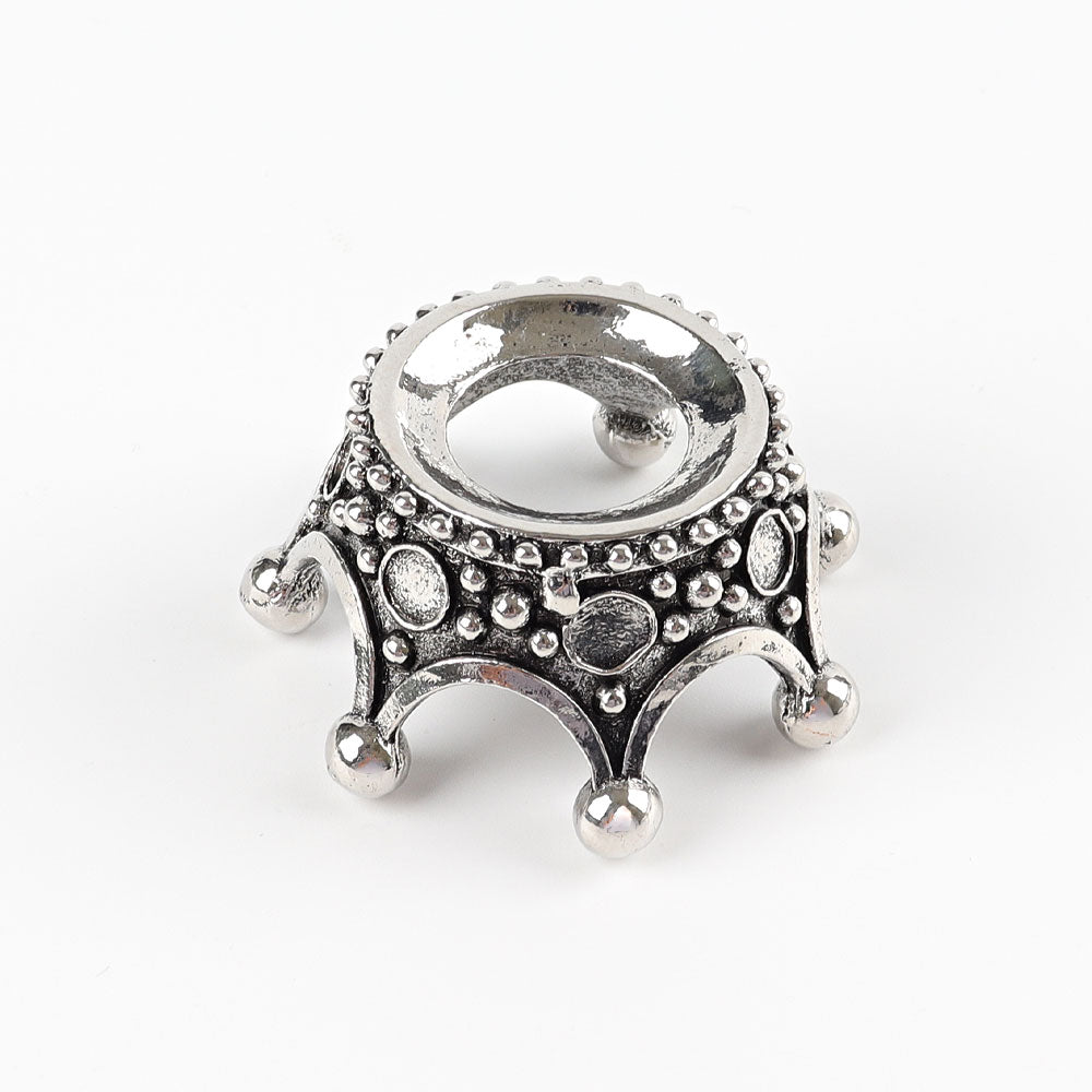 Silver Tone Metal Crown Crystal Display Holder 2.5cm