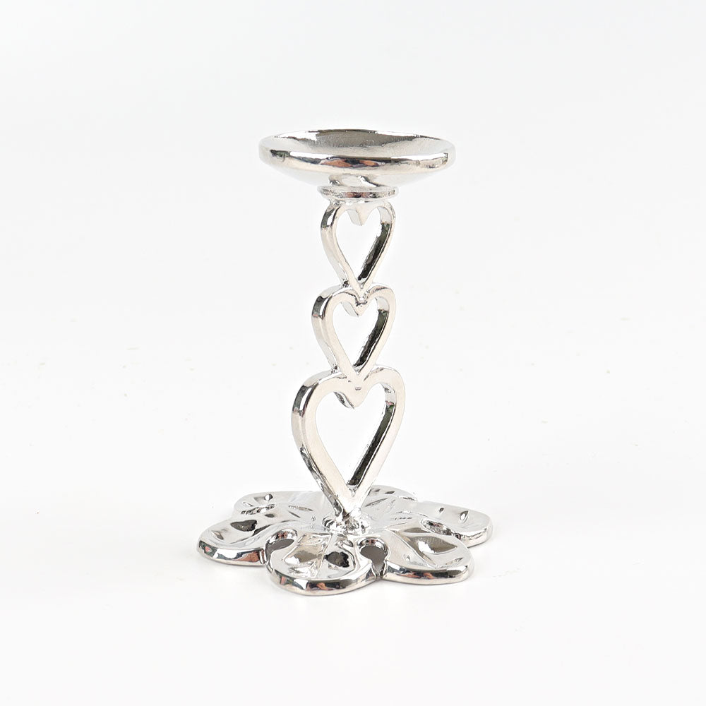 Silver Tone Metal Heart Crystal Display Stand - 2.5 Inches