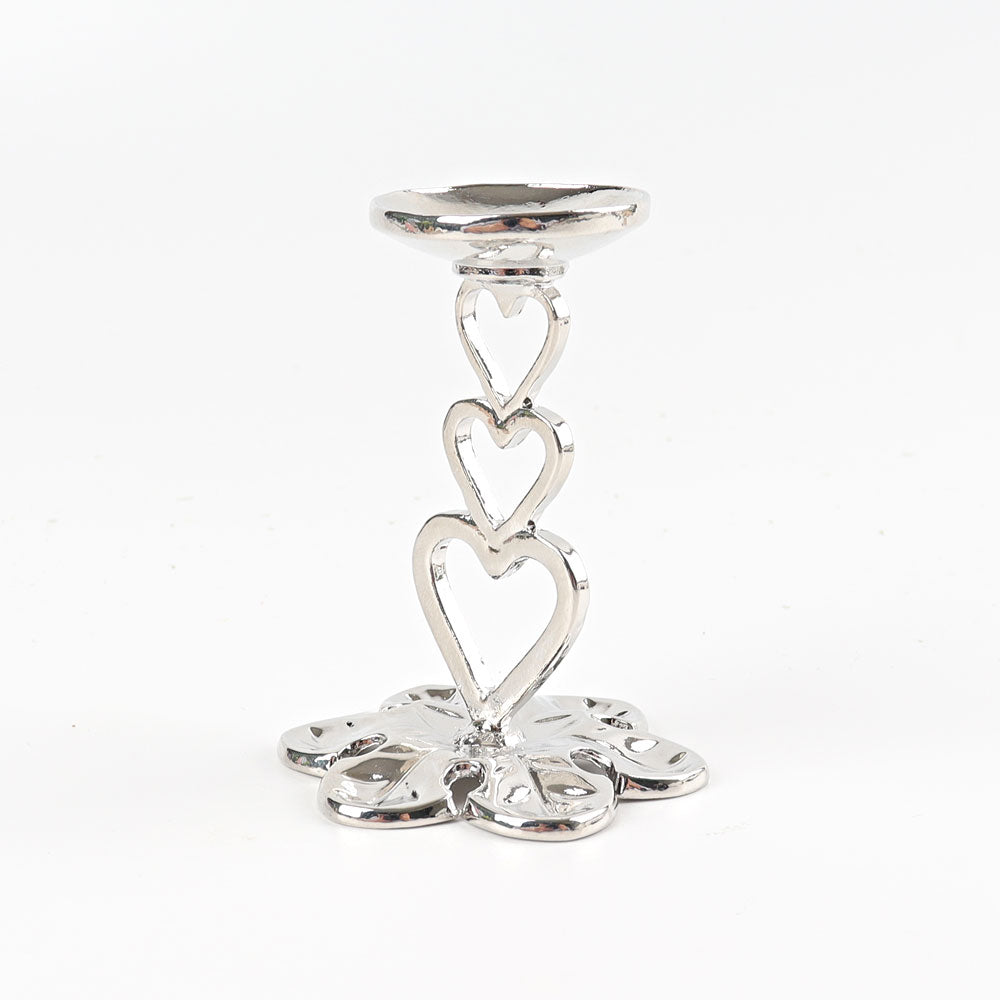 Silver Tone Metal Heart Crystal Display Stand - 2.5 Inches