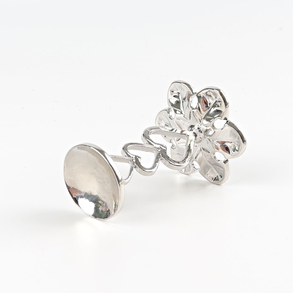 Silver Tone Metal Heart Crystal Display Stand - 2.5 Inches